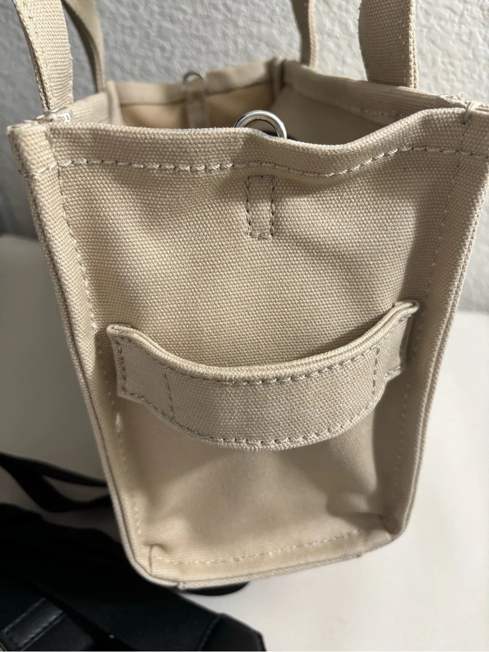 Marc Jacobs Small Canvas Tote in Beige with Black Strap